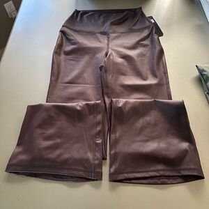 Brown Faux Leather Leggings 90 degrees size medium nwt